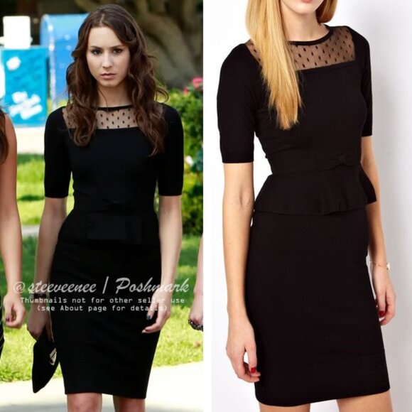 Karen Millen Peplum Knit Dress ASO Spencer Hastings - Picture 1 of 12